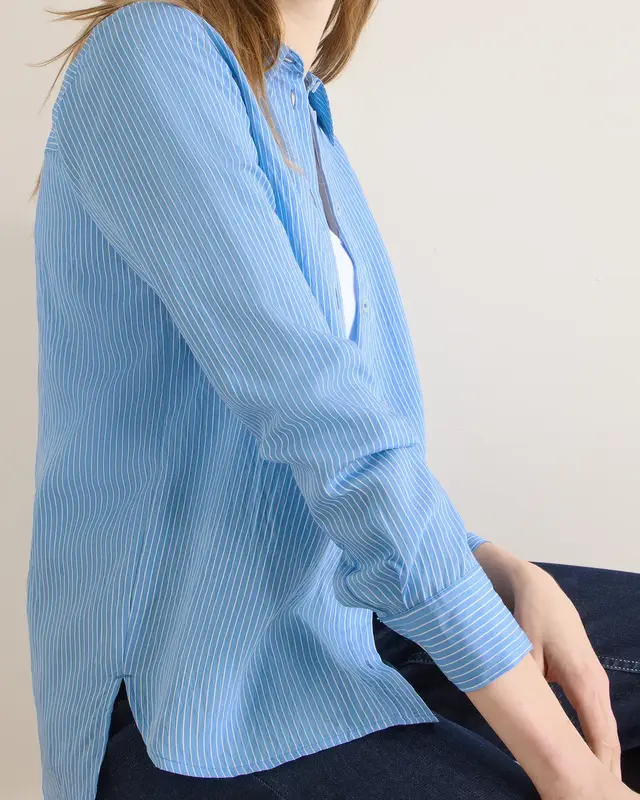 Cecil Striped Blouse - Fountain Blue