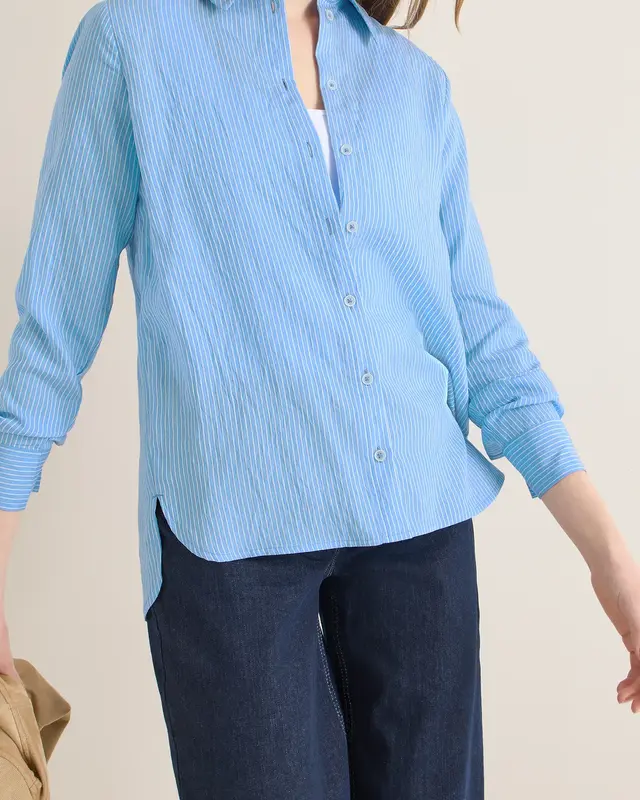 Cecil Gestreepte Overhemdblouse - Fountain Blue
