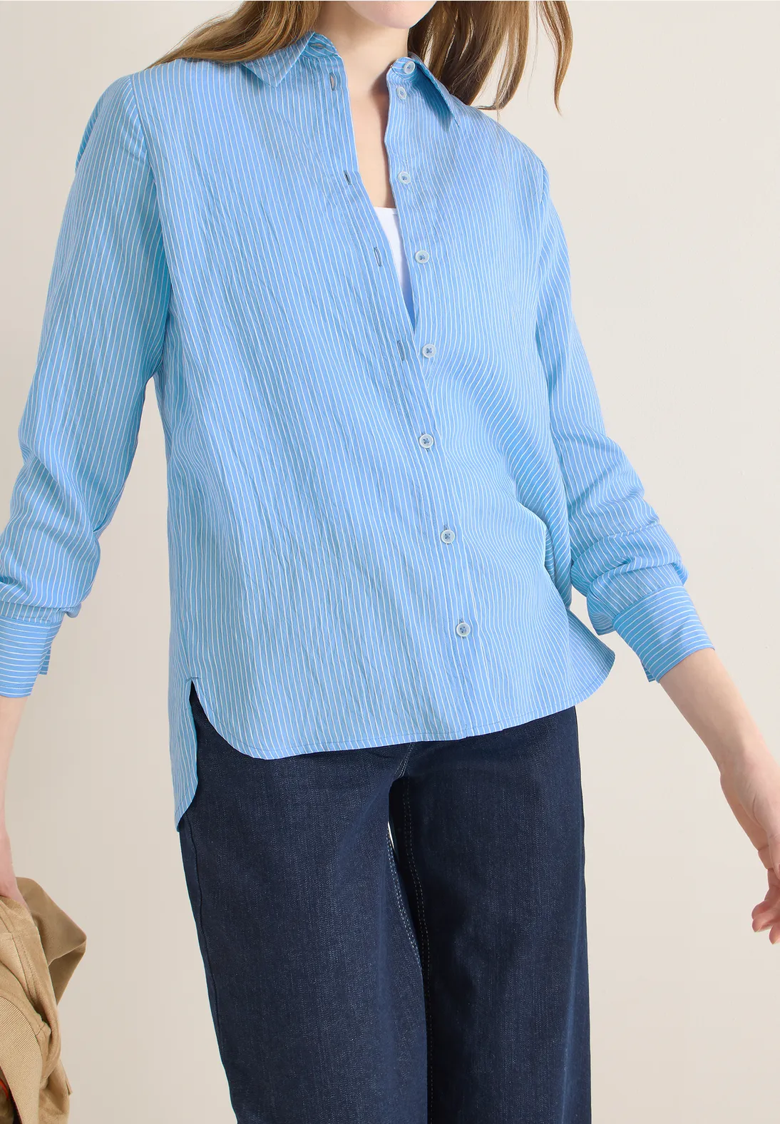 Cecil Striped Blouse - Fountain Blue