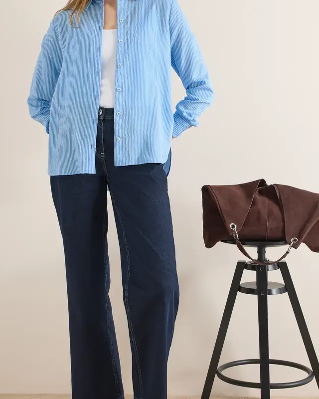 Cecil Gestreepte Overhemdblouse - Fountain Blue