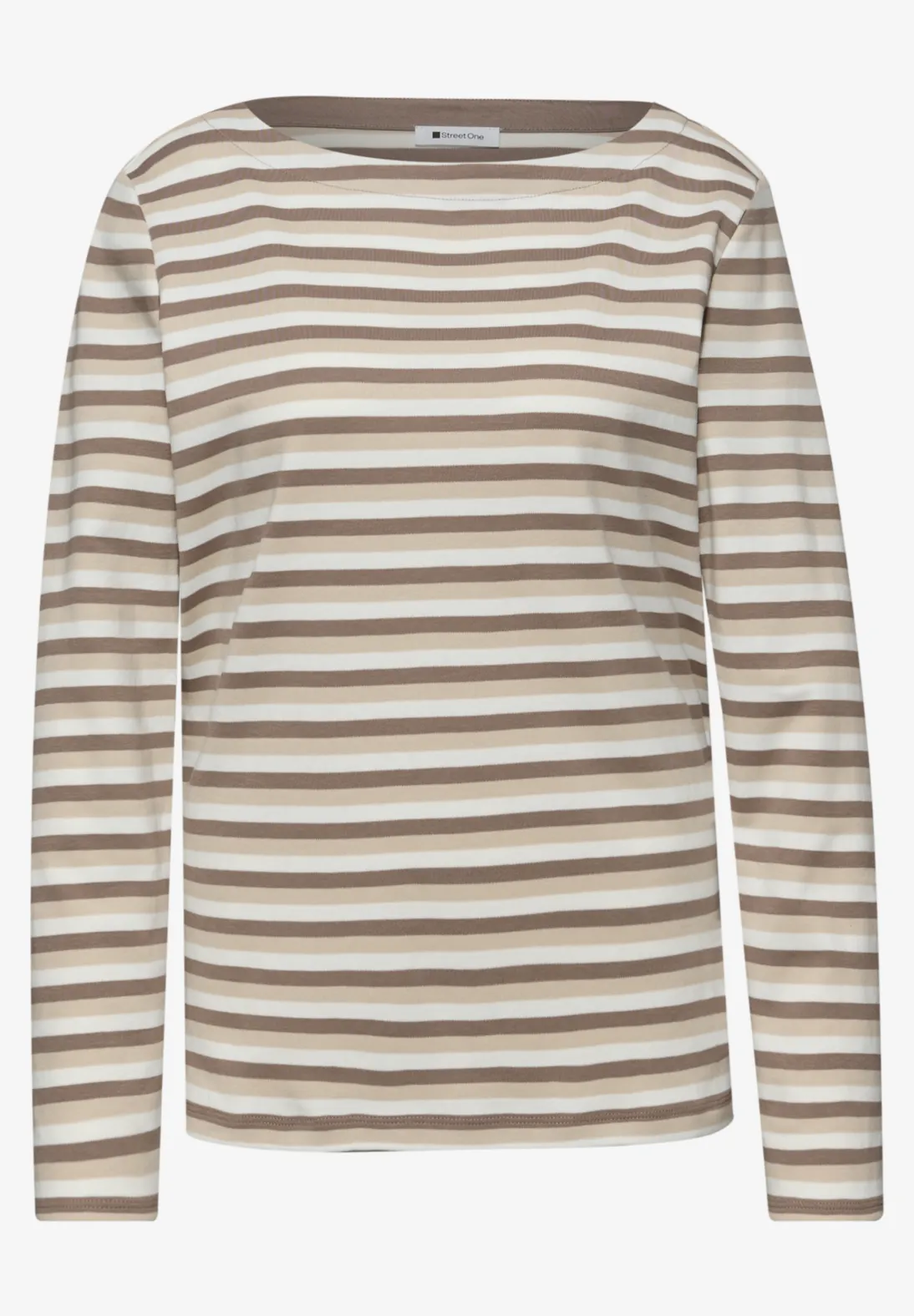 Street One Gestreiftes Shirt - Light Terra Mocha
