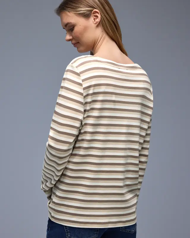 Street One Gestreiftes Shirt - Light Terra Mocha