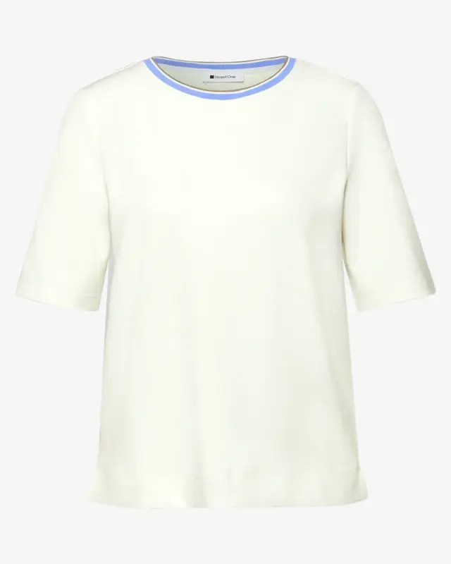 Street One T-Shirt with Contrasting Detail - Off White