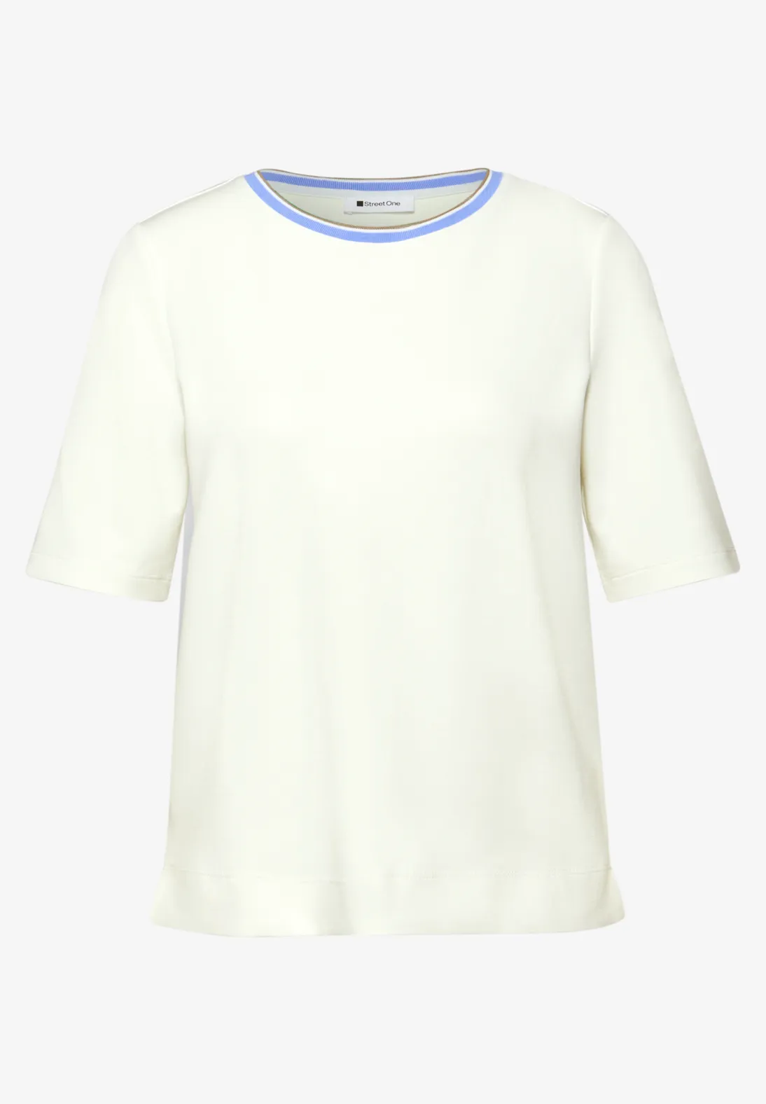 Street One T-Shirt with Contrasting Detail - Off White