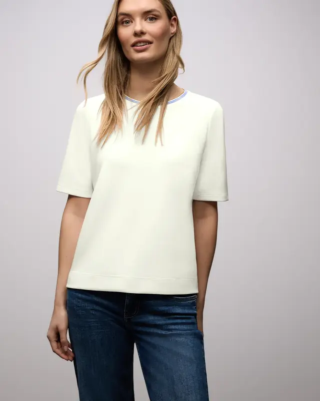 Street One T-Shirt mit Kontrastdetail - Off White