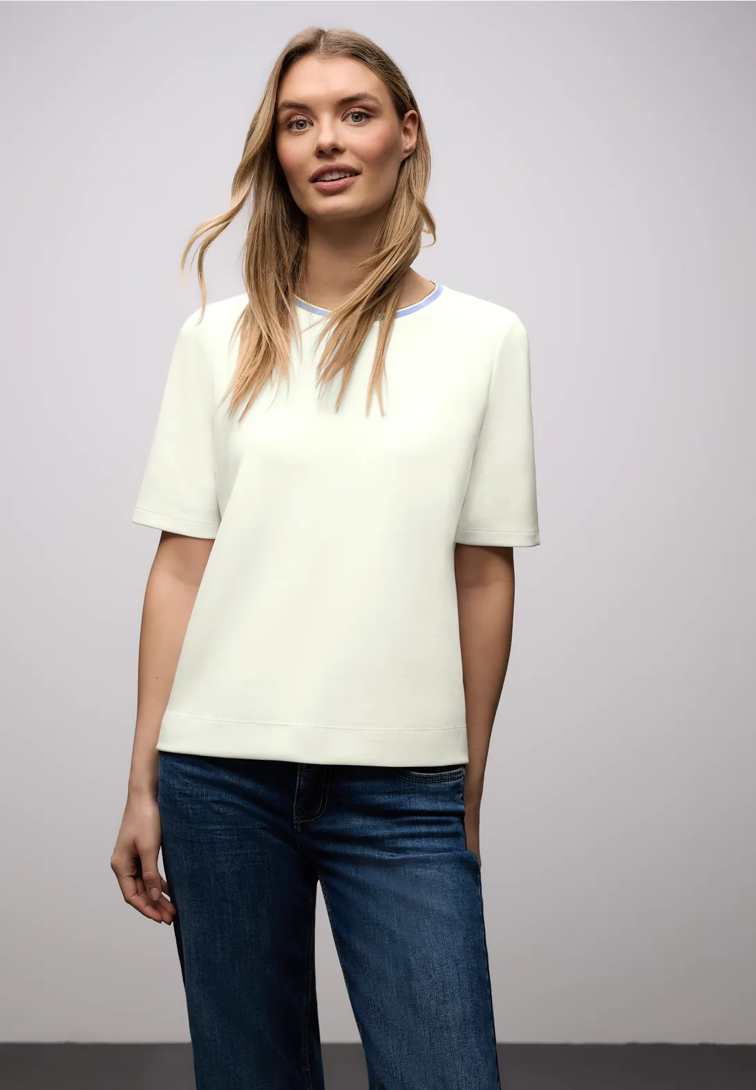 Street One T-Shirt met Contrastdetail - Off White