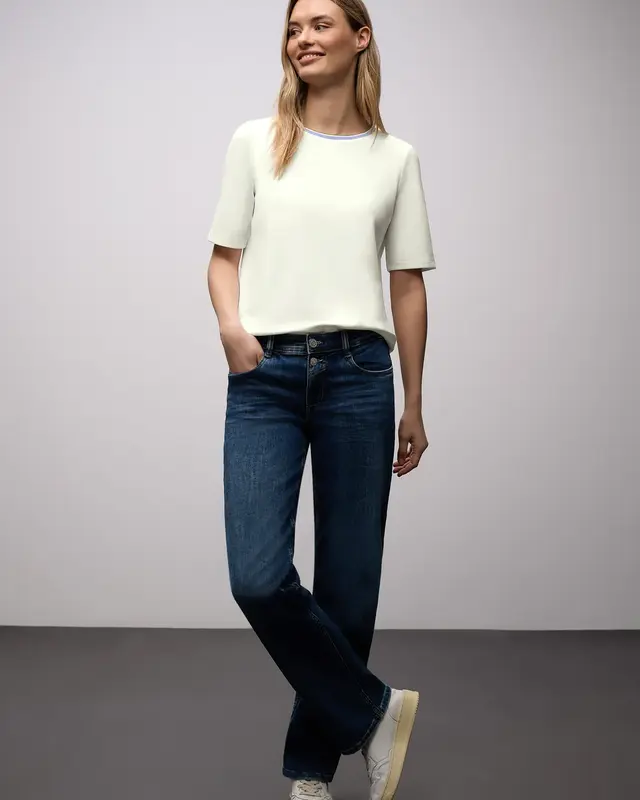 Street One T-Shirt with Contrasting Detail - Off White