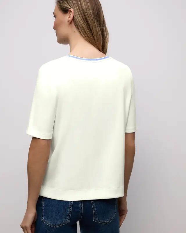 Street One T-Shirt mit Kontrastdetail - Off White