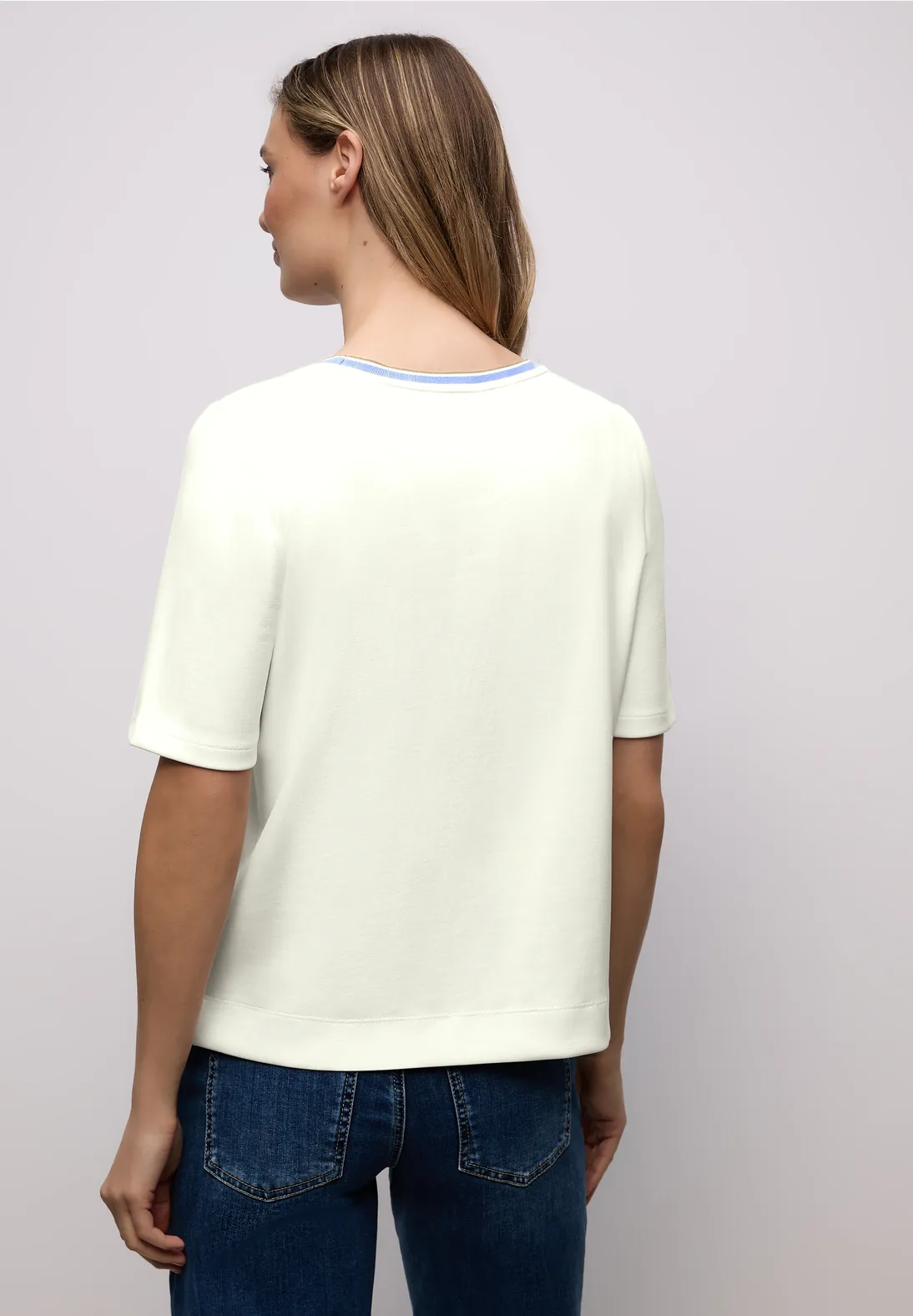 Street One T-Shirt with Contrasting Detail - Off White
