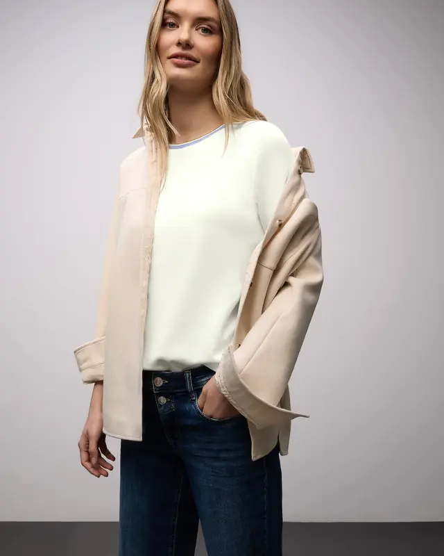 Street One T-Shirt met Contrastdetail - Off White