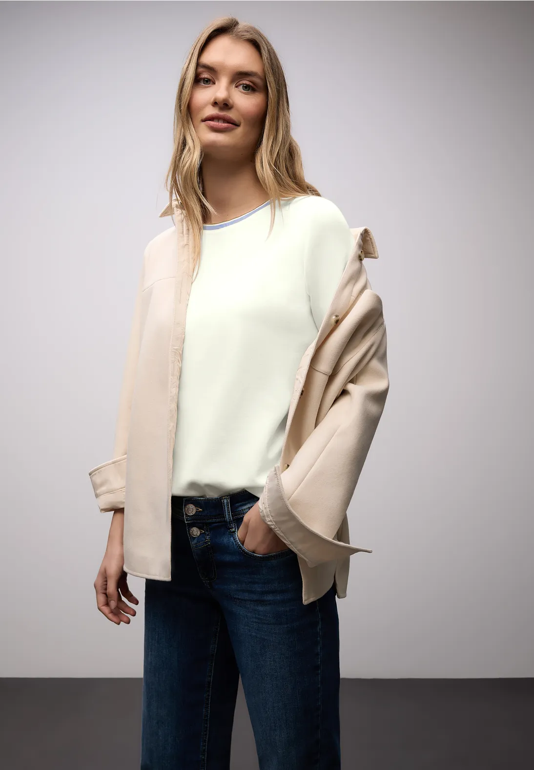 Street One T-Shirt met Contrastdetail - Off White