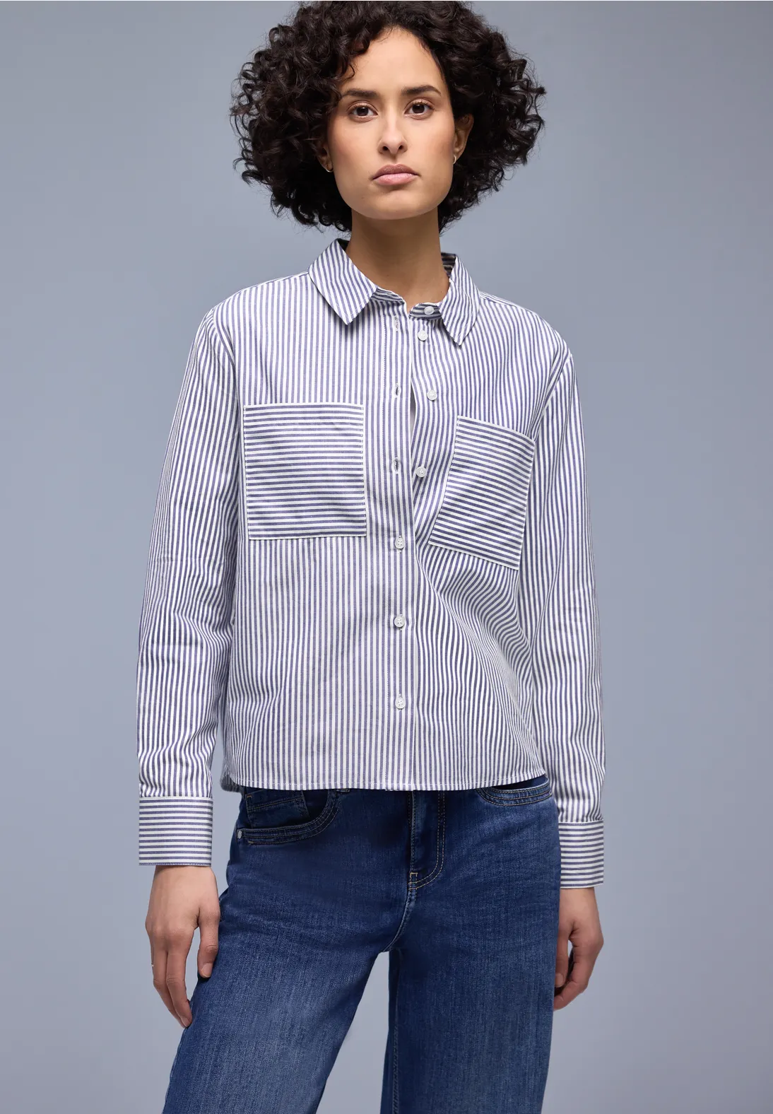 Street One Gestreept Overhemdblouse - Original Blue