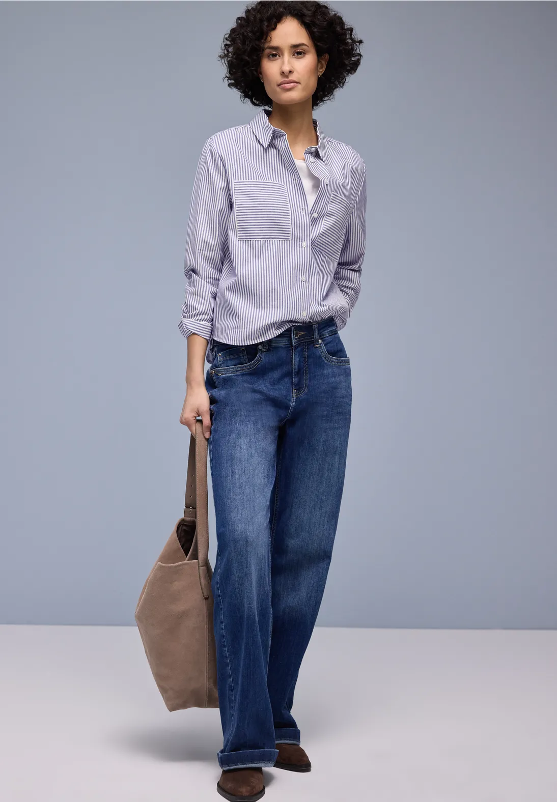 Street One Gestreept Overhemdblouse - Original Blue