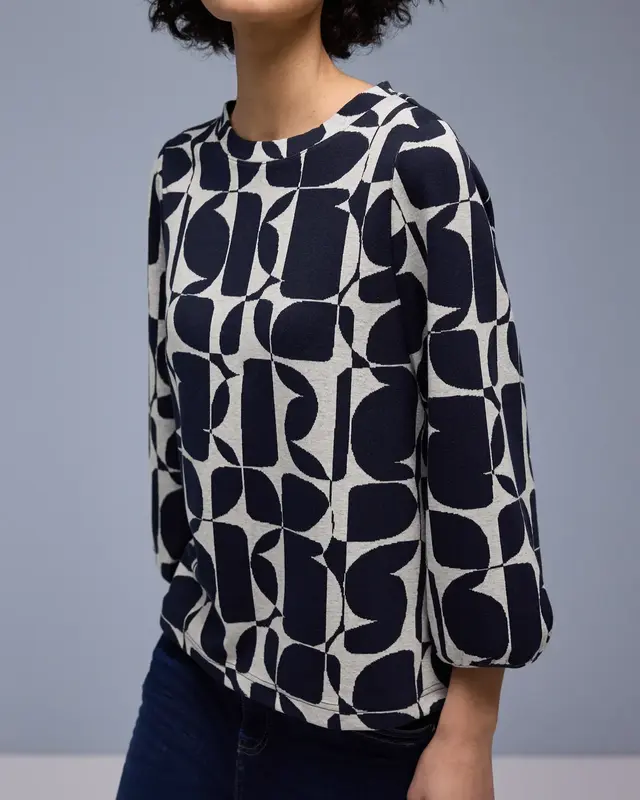 Street One Shirt met Patroon - Shadowed Navy