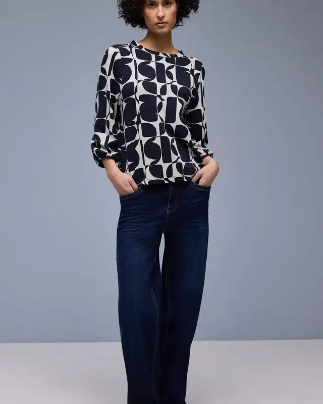 Street One Shirt met Patroon - Shadowed Navy