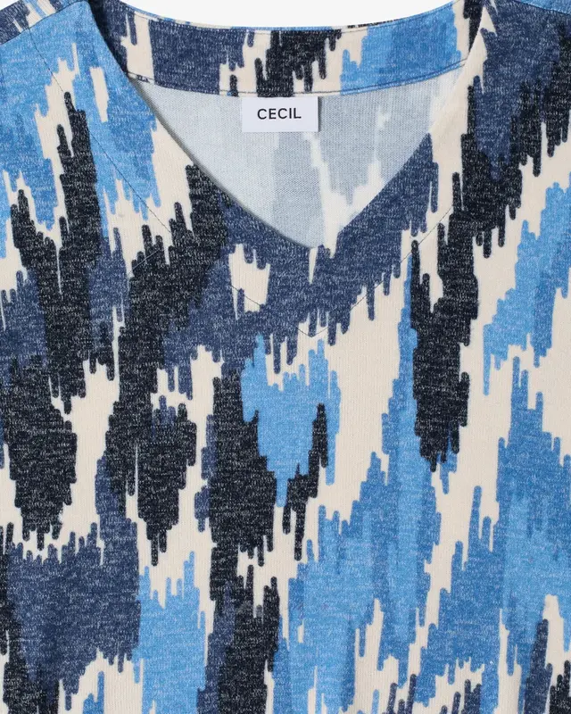 Cecil Shirt met Patroon - Universal Blue Melange