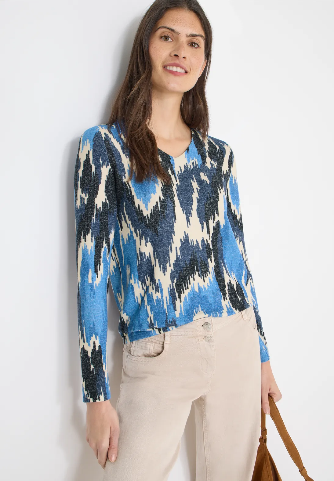 Cecil Shirt met Patroon - Universal Blue Melange