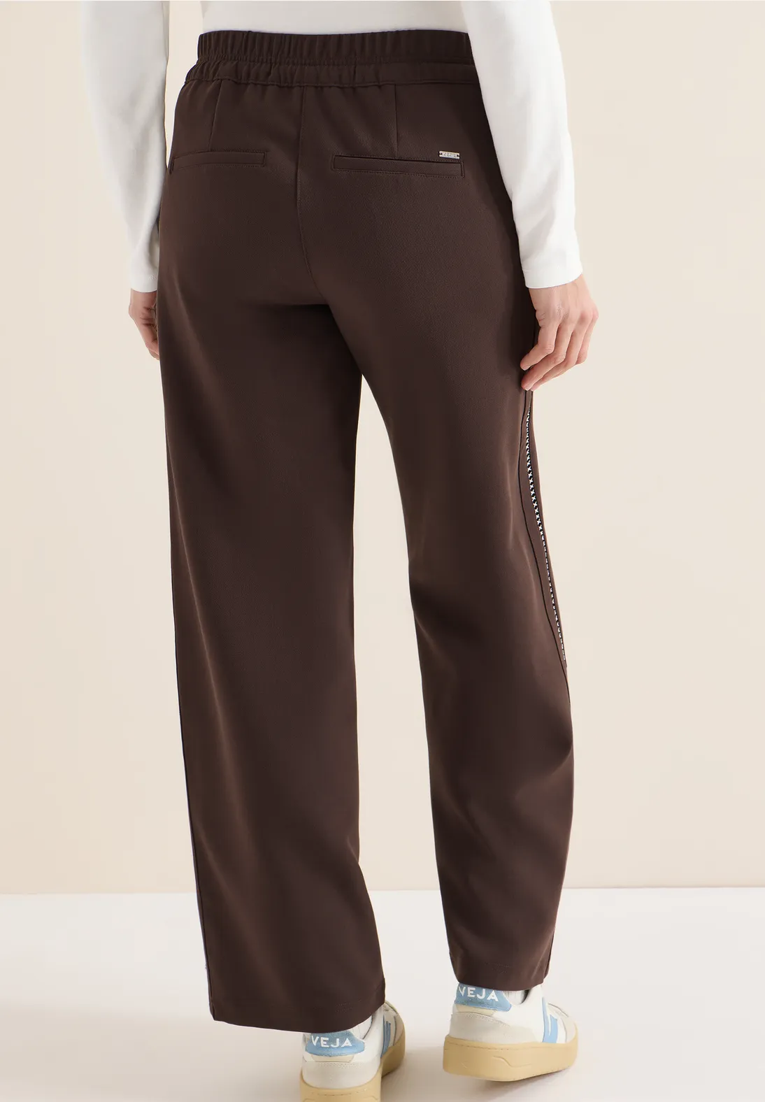 Cecil Pants with Tape Stripes - Macchiato Brown