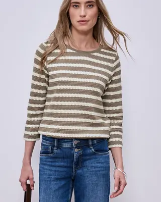 Street One Striped Shirt - Light Terra Mocha