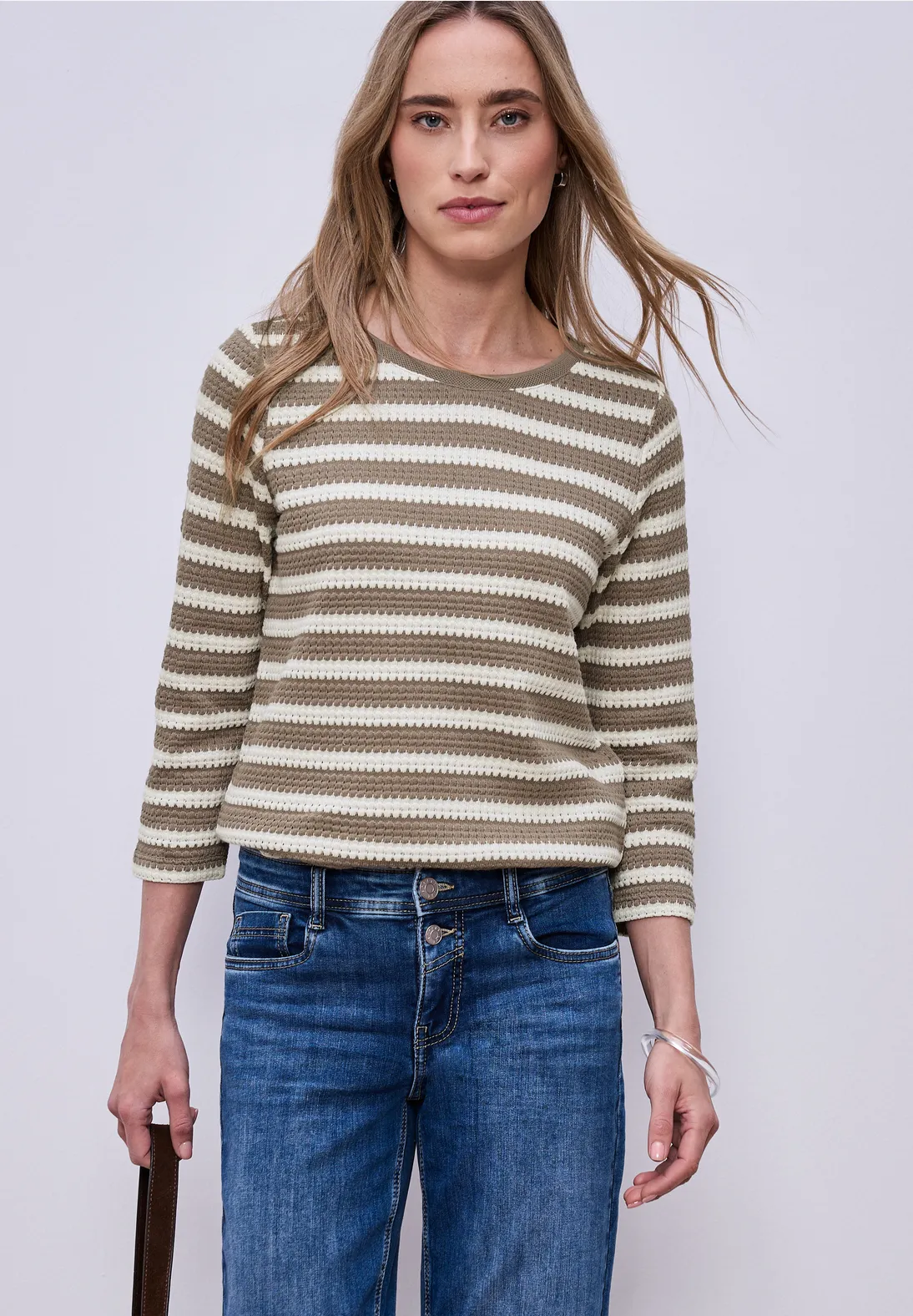 Street One Striped Shirt - Light Terra Mocha