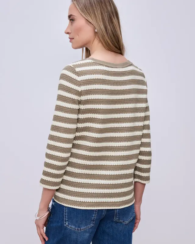 Street One Gestreiftes Shirt - Light Terra Mocha