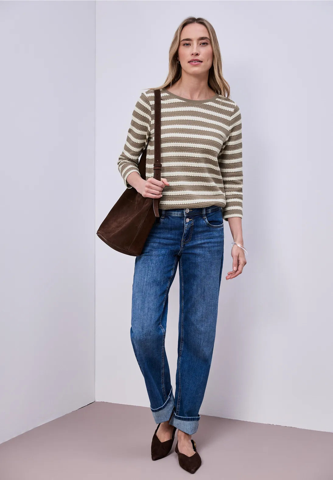 Street One Gestreept Shirt - Light Terra Mocha