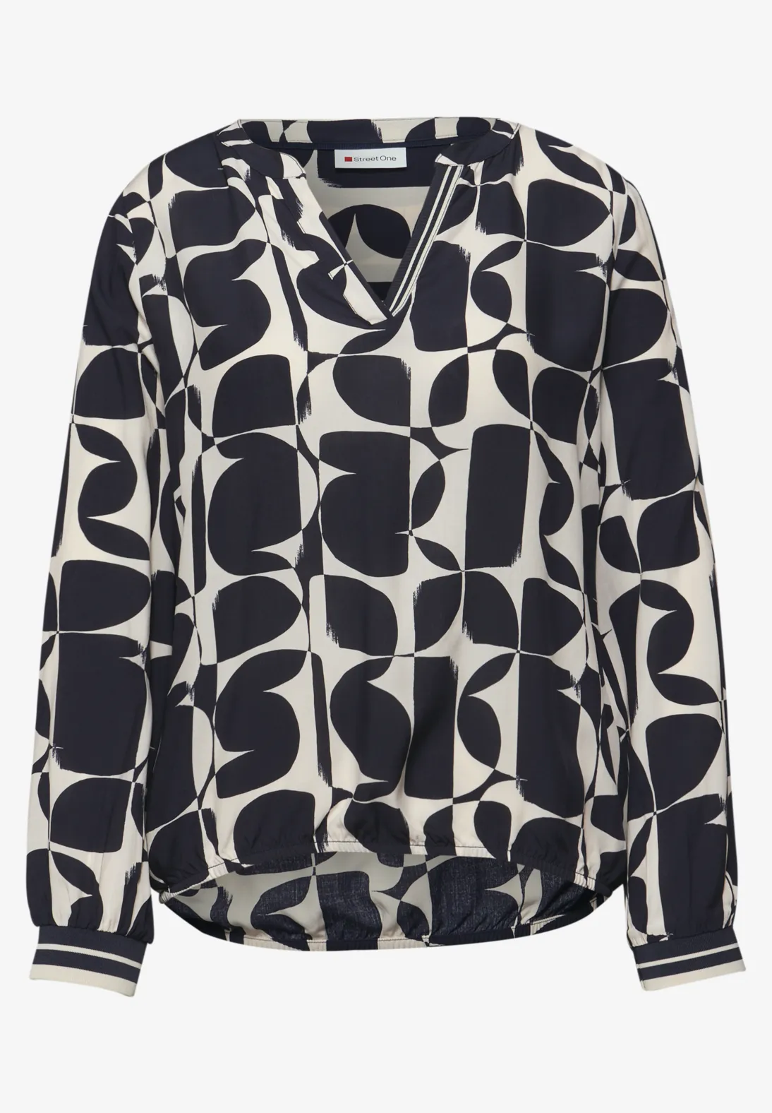 Street One Blouse met Tapedetails - Shadowed Navy