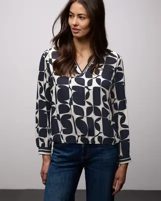 Street One Blouse met Tapedetails - Shadowed Navy