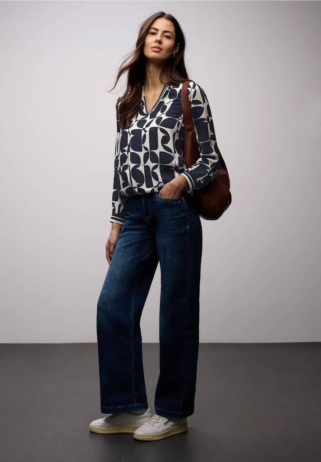 Street One Blouse met Tapedetails - Shadowed Navy