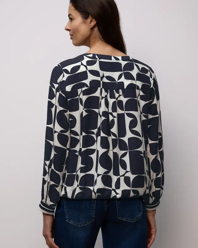 Street One Blouse met Tapedetails - Shadowed Navy
