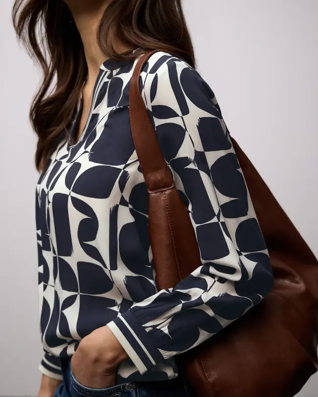 Street One Blouse met Tapedetails - Shadowed Navy