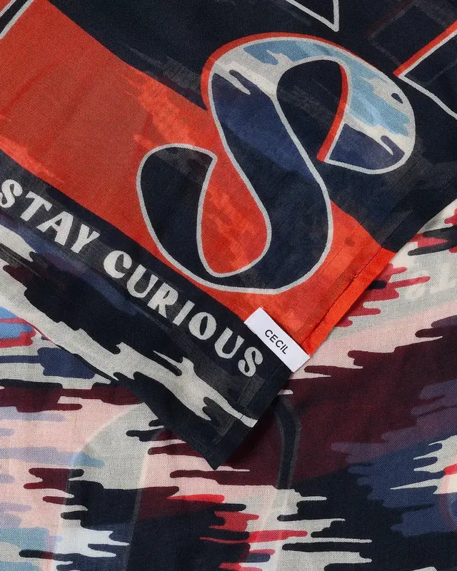 Cecil Print Loop Scarf - Universal Blue