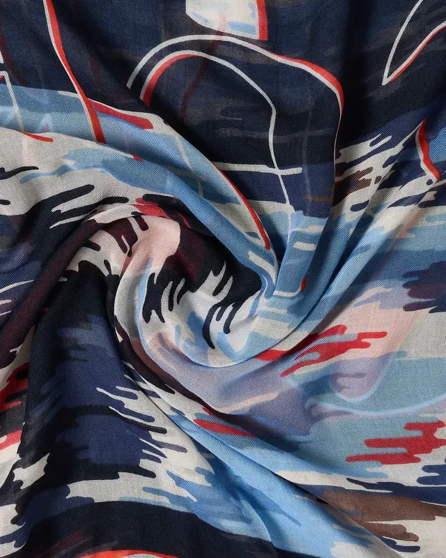 Cecil Print Loop Scarf - Universal Blue