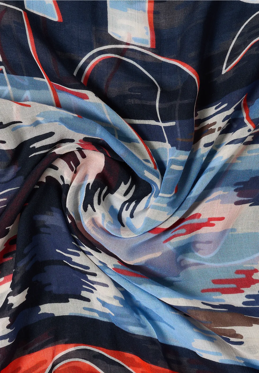 Cecil Print Loop Scarf - Universal Blue