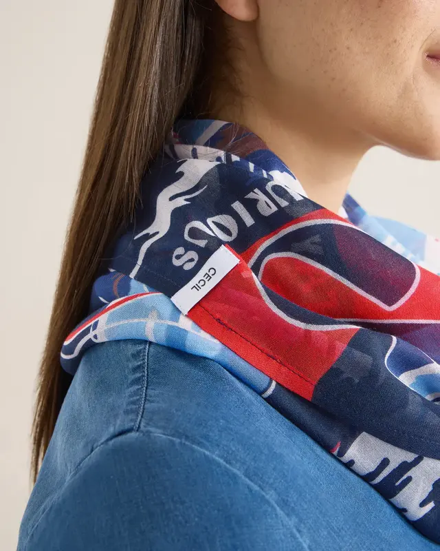 Cecil Print Loop Scarf - Universal Blue