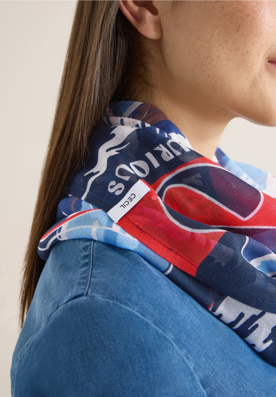 Cecil Print Loop Schal - Universal Blue