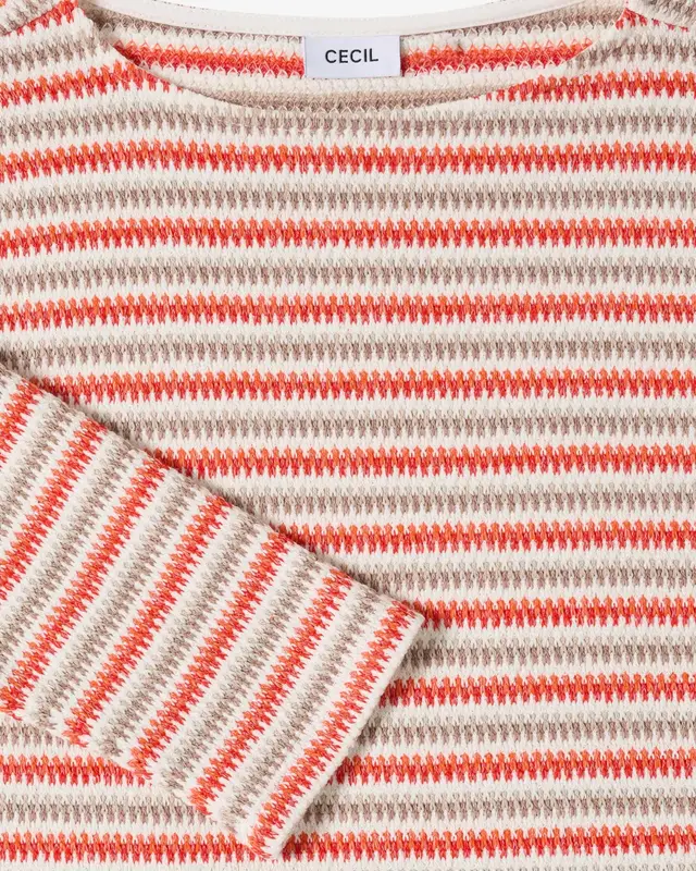 Cecil Gestreept Shirt - Cherry Tomato Orange