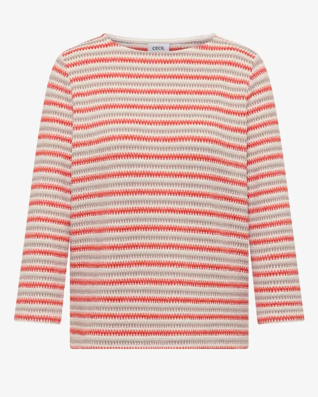 Cecil Striped Structure Shirt - Cherry Tomato Orange