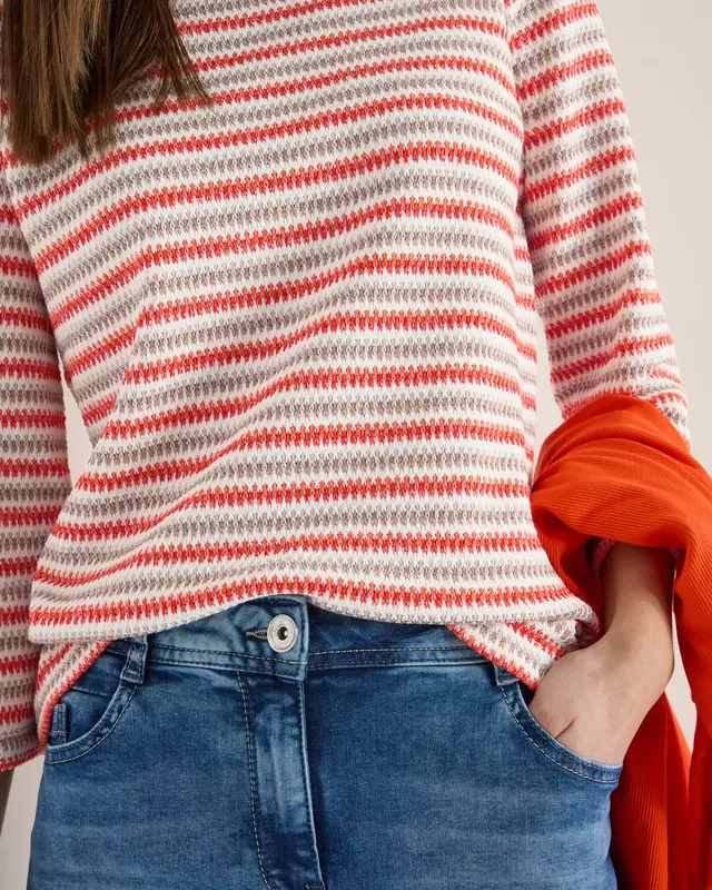 Cecil Striped Structure Shirt - Cherry Tomato Orange