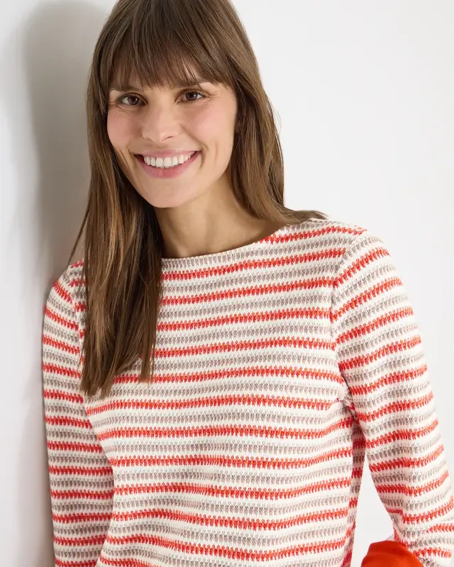 Cecil Striped Structure Shirt - Cherry Tomato Orange