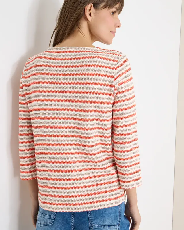 Cecil Gestreept Shirt - Cherry Tomato Orange