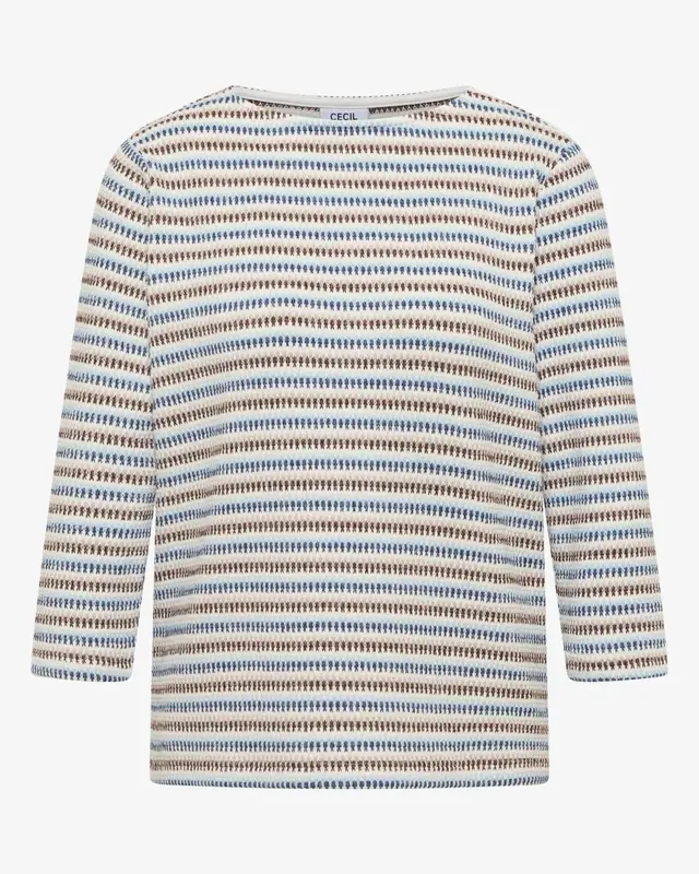 Cecil Striped Structure Shirt - Sporty Denim Blue