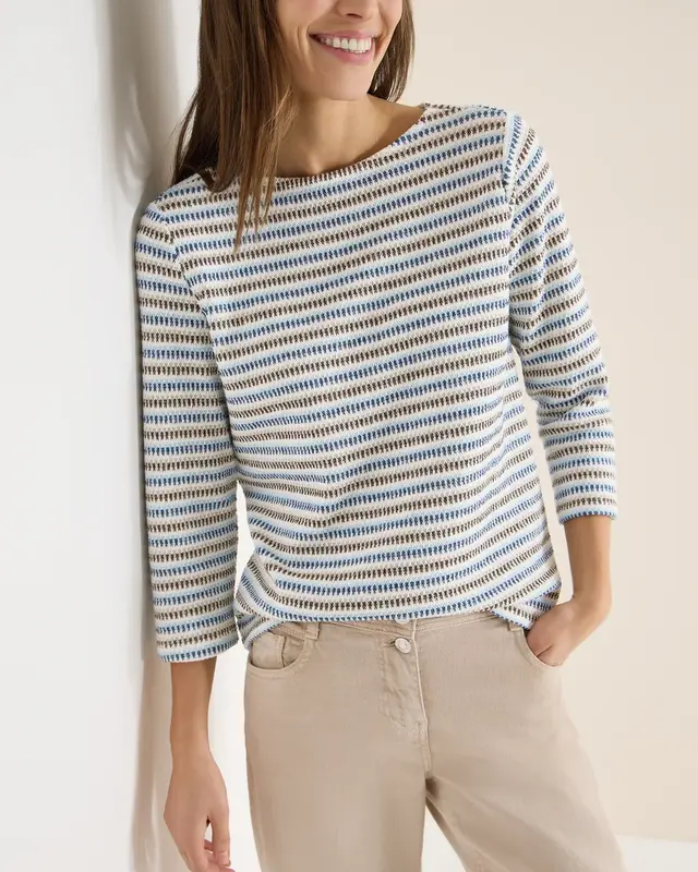 Cecil Gestreept Shirt - Sporty Denim Blue