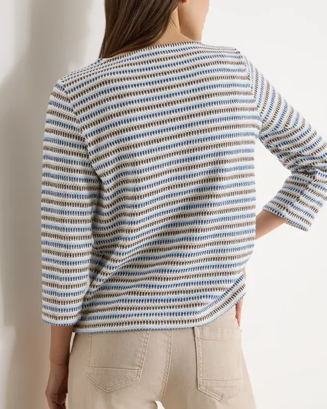 Cecil Gestreiftes Strukturshirt - Sporty Denim Blue