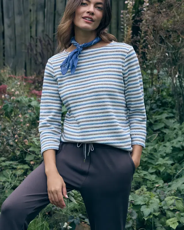 Cecil Gestreiftes Strukturshirt - Sporty Denim Blue