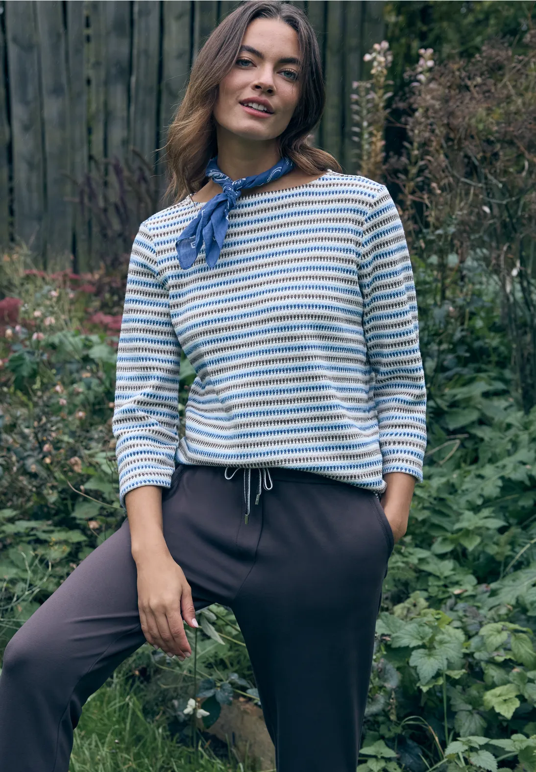 Cecil Gestreiftes Strukturshirt - Sporty Denim Blue