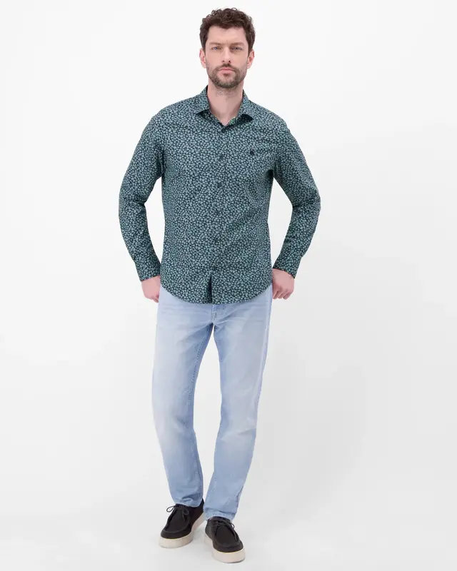 Lerros Stretch Shirt met Print - Classic Navy