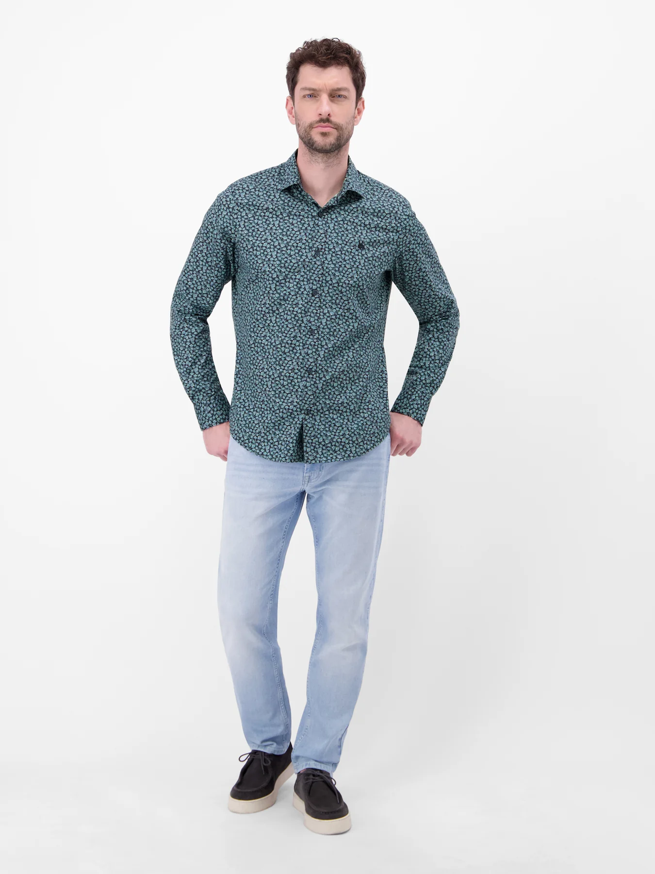 Lerros Stretch Shirt met Print - Classic Navy