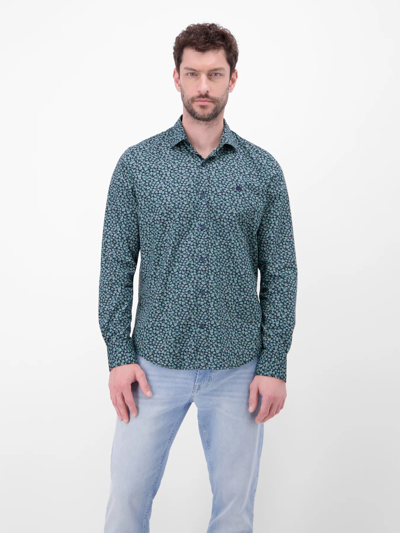 Lerros Stretch Shirt mit Print - Classic Navy