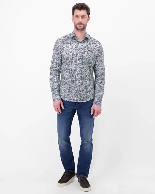 Lerros Stretch Shirt mit Print - Broken White